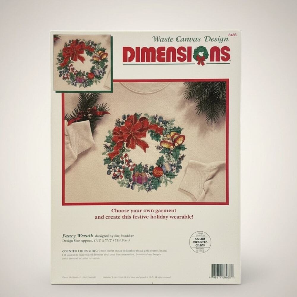 Vintage 1995 Dimensions Cross Stitch Kit Christmas Fancy Wreath #8483 SEALED USA